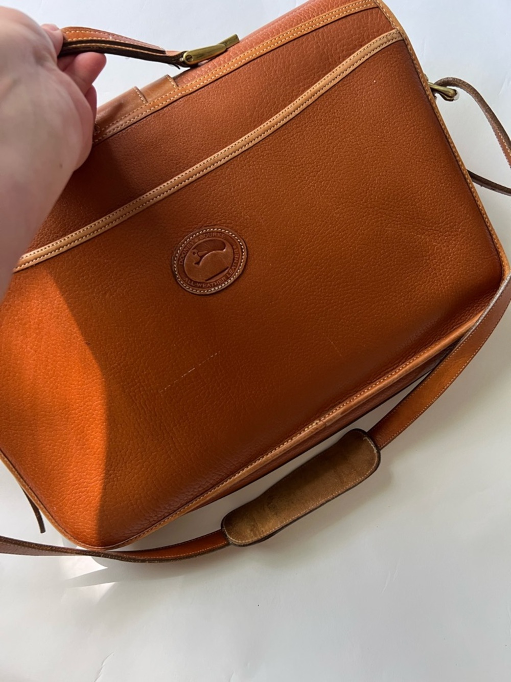 Dooney & Bourke Cognac Leather Messenger Bag - Classic Briefcase Style - Picture 2 of 10